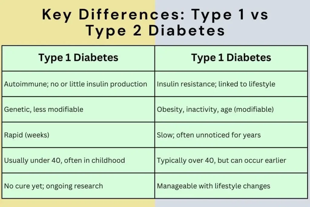 Main Differences Between Type 1 and Type 2 Diabetes