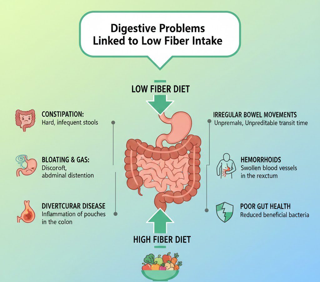 Digestive Problems Linked to Low Fiber Intake